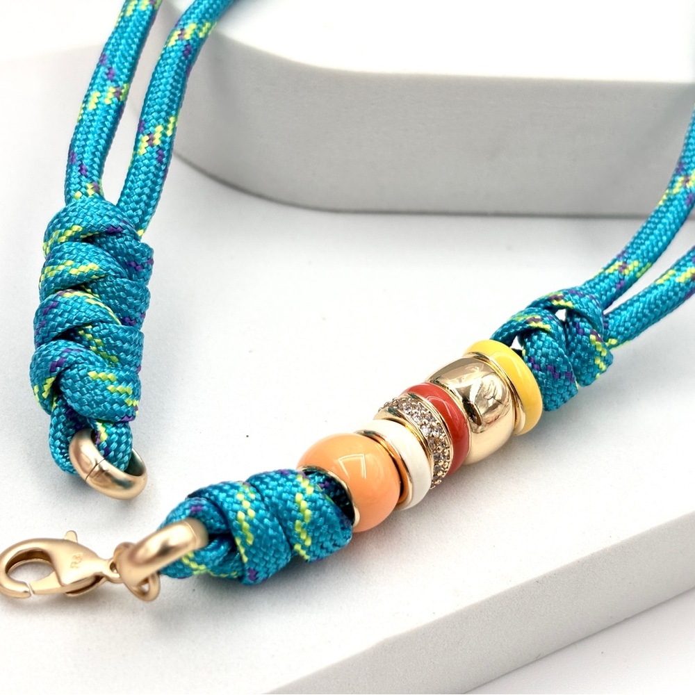 Roxanne Assoulin The Super Size Happy Cord Necklace with yellow charm firm price - Picture 3 of 7
